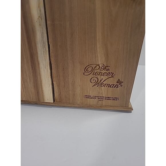 Pioneer Woman Ceramic Floral 6-Drawer Spice Tea Box Holder -Natural Wood - Picture 7 of 12